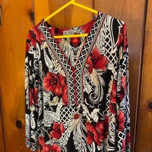 Lovely blouse with vibrant red flower print